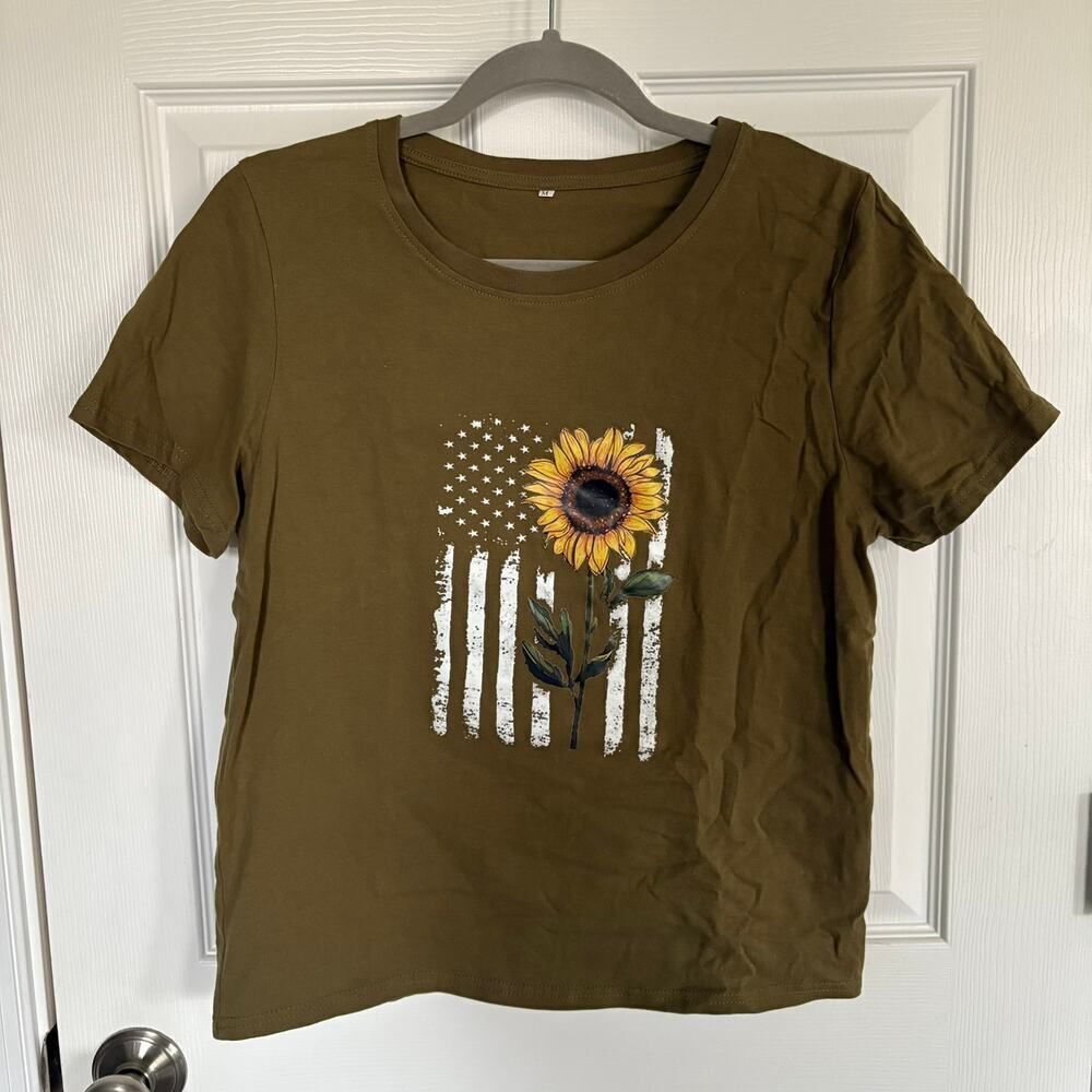 Sunflower American Flag Tee Olive Medium